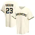Youth No.23 Greg Vaughn Milwaukee Brewers Cream Replica Home Jersey