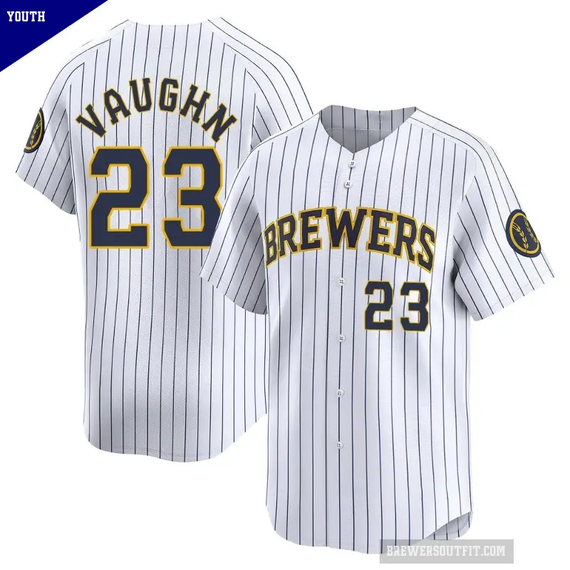Youth No.23 Greg Vaughn Milwaukee Brewers White Limited Alternate Jersey