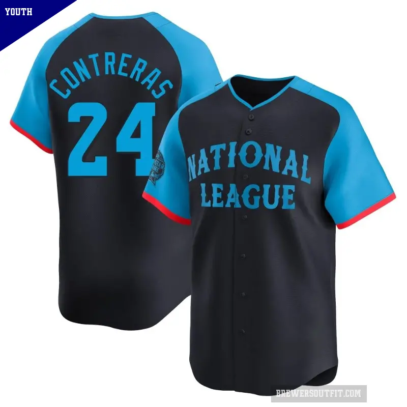 Youth No.24 William Contreras Milwaukee Brewers Navy Limited National League 2024 All-Star Game Jersey