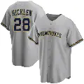 Youth No.28 Brewer Hicklen Milwaukee Brewers Gray Replica Road Jersey