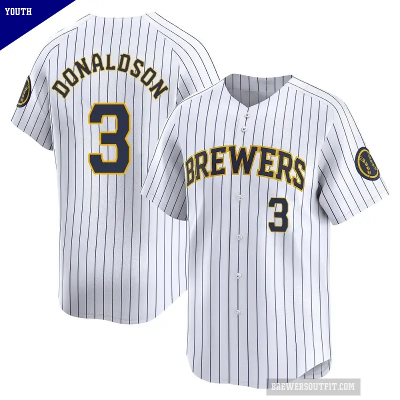 Youth No.3 Josh Donaldson Milwaukee Brewers White Limited Alternate Jersey