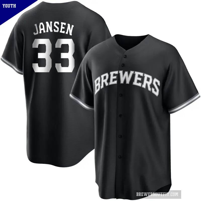 Youth No.33 Danny Jansen Milwaukee Brewers Black/White Replica Jersey