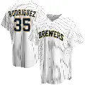 Youth No.35 Elvin Rodriguez Milwaukee Brewers White Replica Home Jersey