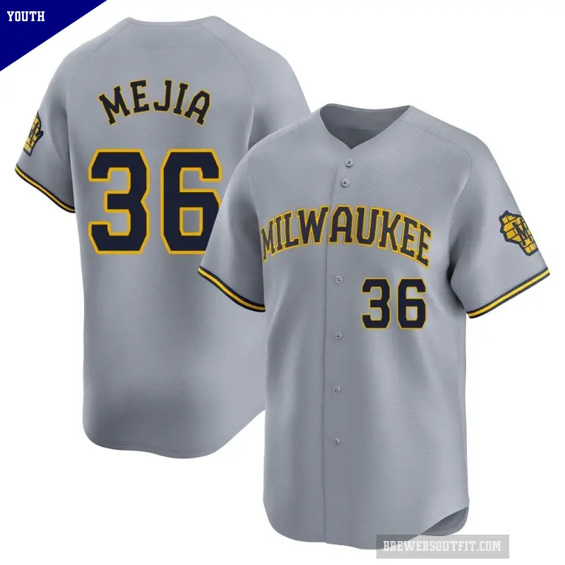 Youth No.36 J.C. Mejia Milwaukee Brewers Gray Limited Away Jersey