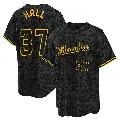 Youth No.37 DL Hall Milwaukee Brewers Black Replica Snake Skin City Jersey
