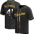 Youth No.41 Jason Alexander Milwaukee Brewers Gold Replica Black en Alternate Jersey