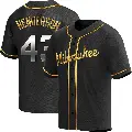 Youth No.43 Logan Henderson Milwaukee Brewers Gold Replica Black en Alternate Jersey
