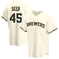 Youth No.45 Rob Deer Milwaukee Brewers Cream Replica Home Jersey