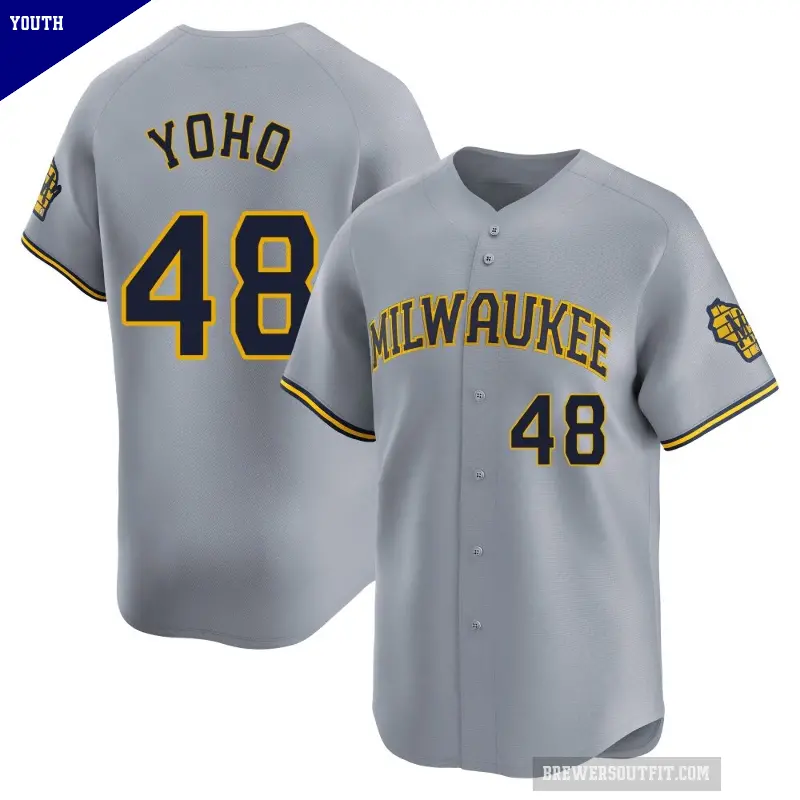 Youth No.48 Craig Yoho Milwaukee Brewers Gray Limited Away Jersey
