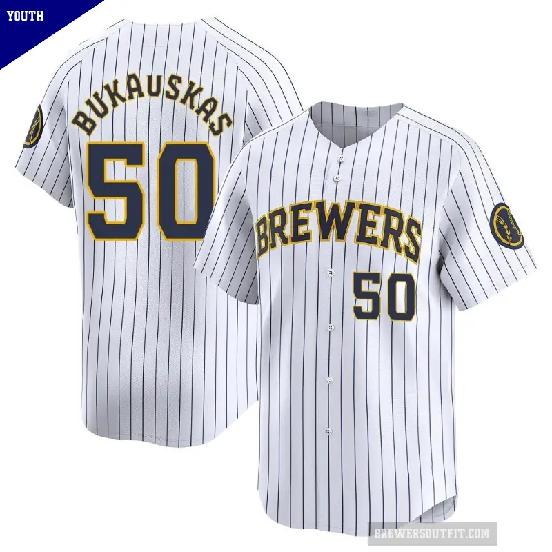 Youth No.50 J.B. Bukauskas Milwaukee Brewers White Limited Alternate Jersey
