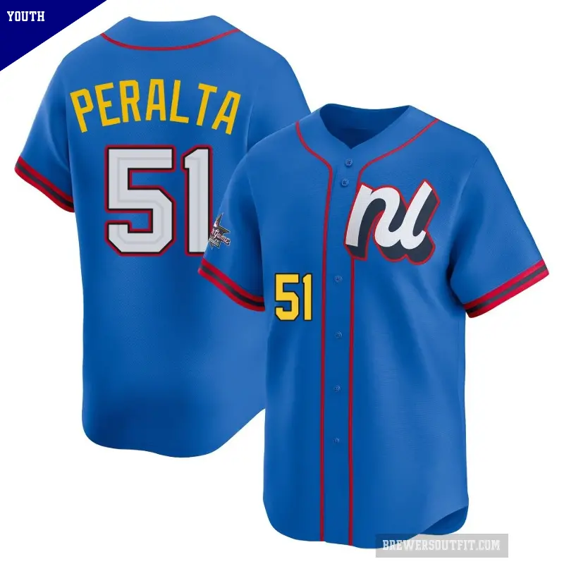 Youth No.51 Freddy Peralta Milwaukee Brewers Blue Limited National League 2025 All-Star Edition Jersey