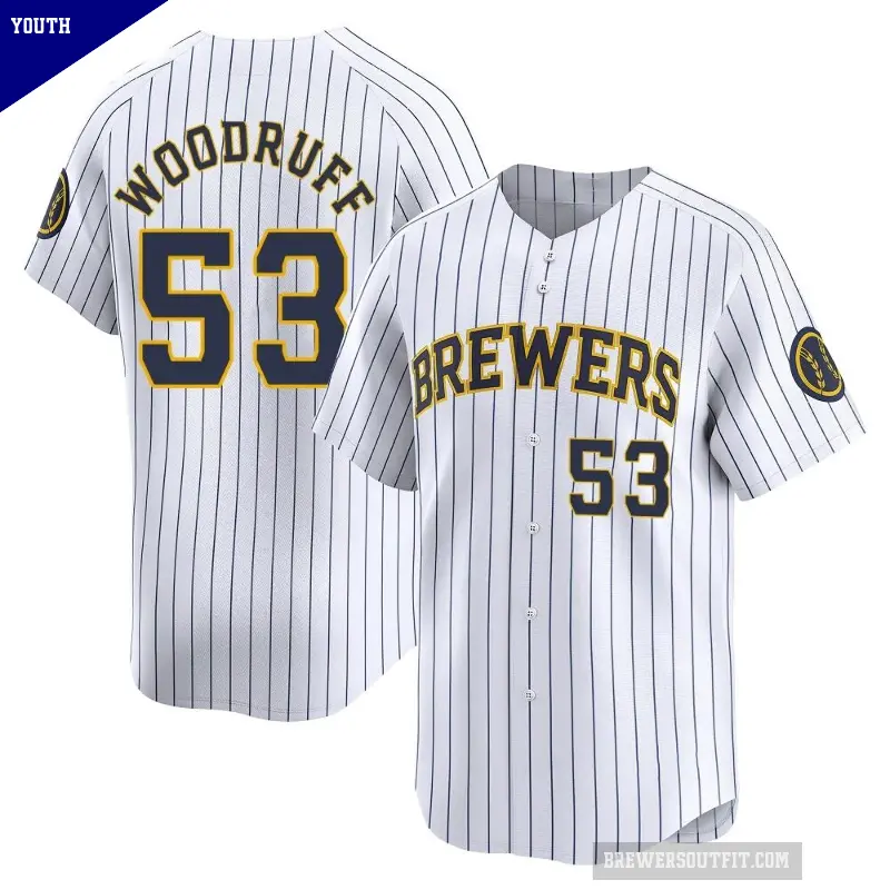 Youth No.53 Brandon Woodruff Milwaukee Brewers White Limited Alternate Jersey