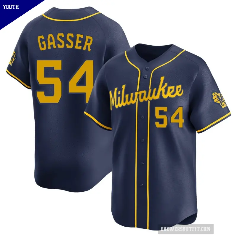 Youth No.54 Robert Gasser Milwaukee Brewers Navy Limited Alternate Jersey