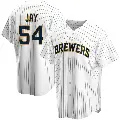 Youth No.54 Tyler Jay Milwaukee Brewers White Replica Home Jersey