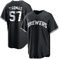 Youth No.57 Connor Thomas Milwaukee Brewers Black/White Replica Jersey