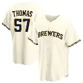 Youth No.57 Connor Thomas Milwaukee Brewers Cream Replica Home Jersey