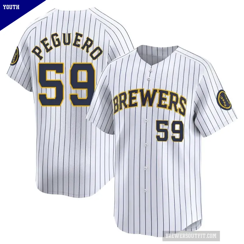 Youth No.59 Elvis Peguero Milwaukee Brewers White Limited Alternate Jersey