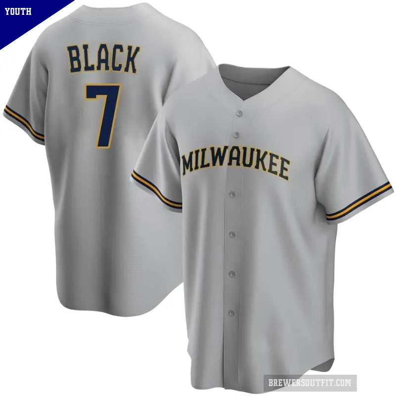 Youth No.7 Tyler Black Milwaukee Brewers Gray Replica Road Jersey