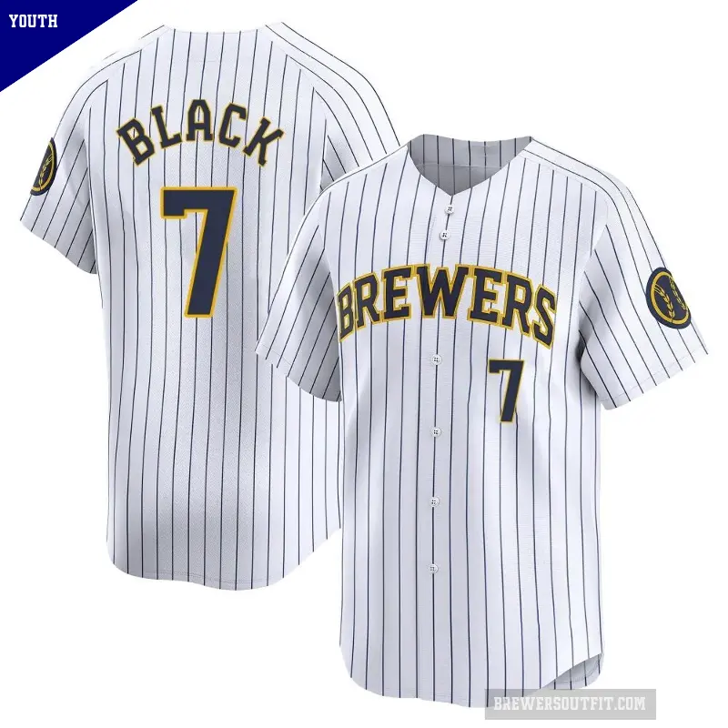 Youth No.7 Tyler Black Milwaukee Brewers White Limited Alternate Jersey