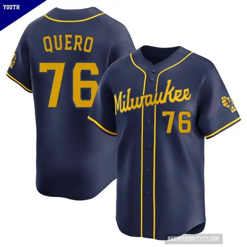 Youth No.76 Jeferson Quero Milwaukee Brewers Navy Limited Alternate Jersey