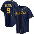 Youth No.9 Jake Bauers Milwaukee Brewers Navy Replica Alternate Jersey